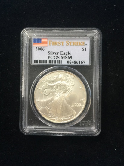 2006 U.S. 1 Troy Ounce .999 Fine Silver First Strike American Silver Eagle Bullion Round Coin - PCGS