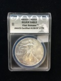 2009 U.S. 1 Troy Ounce .999 Fine Silver 1st Release American Silver Eagle Bullion Round Coin - ANACS