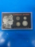 Charles Barber Coin Collection in Holder - Half Dollar, Quarter, Dime & Nickel - 90% Silver Coins