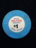 Vintage Reno Hilton Resort - Reno, Nevada $1 Casino Chip - RARE