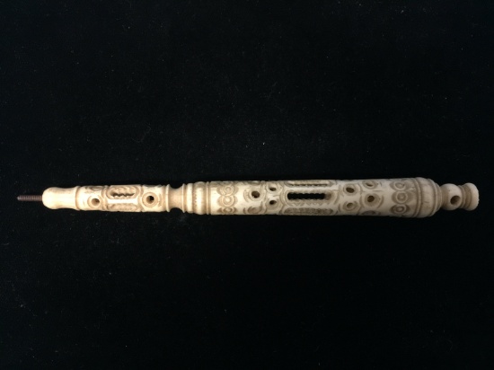 Antique Carved Ivory Rod / Staff 6" Long - Highly Detailed - Unknown Use or Origin