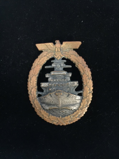 Vintage World War II Germany Nazi Kriegsmarine High Seas Pin Badge - Authentic - With Swastika