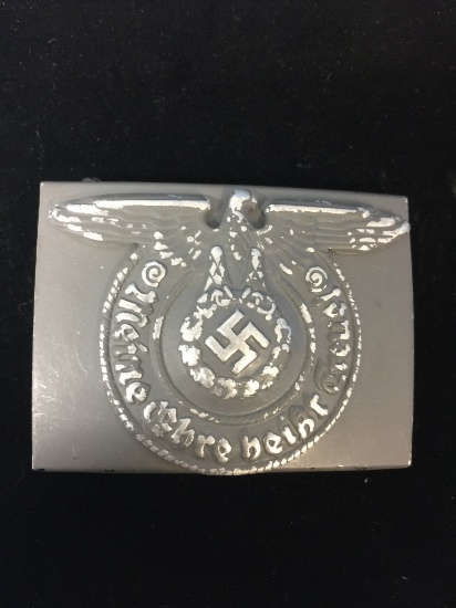 Vintage World War II Germany Nazi Waffen SS Schutz Staffel EM Belt Buckle - Original with Swastika