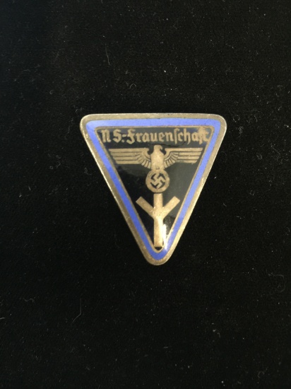 Vintage World War II Germany Nazi Nationalsizialistische Frauenschaft Pin with Swastika - Original