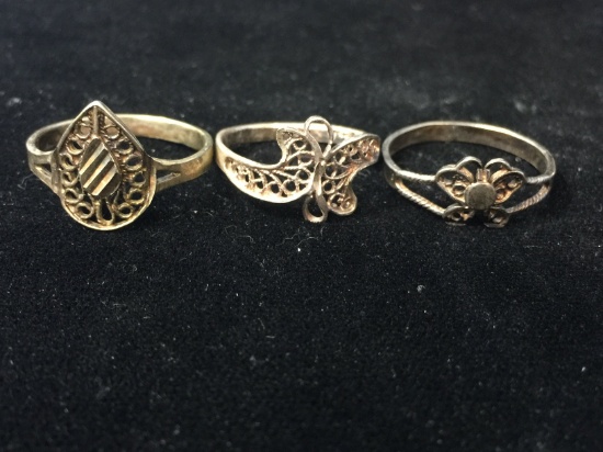 3 Sterling Silver Rings