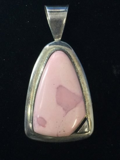 Amazing DTR Large Heavy Sterling Silver 2.5" Pendant W/ Pink Agate Stone