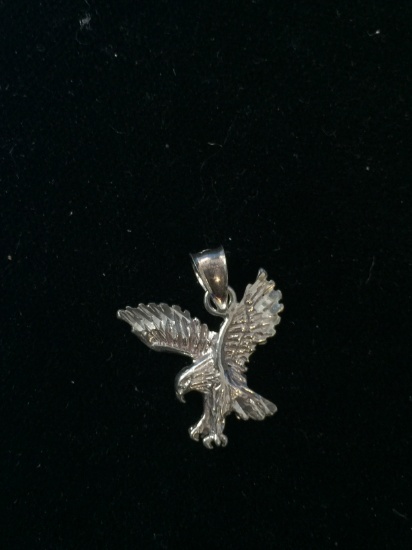 Carved Sterling Silver Small Eagle Pendant