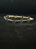 Sterling Silver & Blue Lapis Inlaid Chain 7