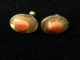 Vintage Carved Shell Sterling Silver Earrings