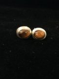 Old Pawn Sterling Silver & Tiger's Eye Earrings