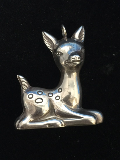 RARE RM Trush 1973 Sterling Silver Deer Christmas Ornament