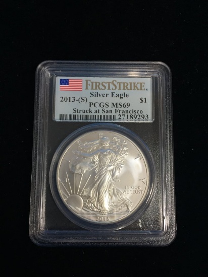 PCGS MS69 First Strike 2013-S American Silver Eagle 1 Ounce .999 Fine Silver Bullion Coin