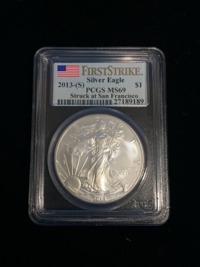PCGS MS69 First Strike 2013-S American Silver Eagle 1 Ounce .999 Fine Silver Bullion Coin