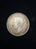 1940 Canadian Half Dollar - 80% Silver Coin