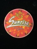 Sunrise Casino $5 Poker Chip