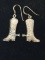 Carved Sterling Silver Cowboy Boot Earrings