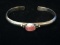 Heavy C. Spencer Native Sterling Silver & Pink Quartz Cuff Bracelet - 38 Grams