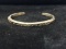 Signed Modernist Native Sterling Silver & Thick 14K Carved Gold Cuff Bracelet