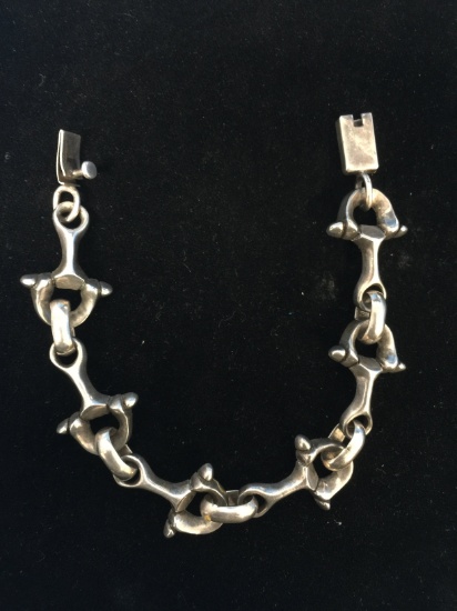 Heavy Ornate 8.5" Sterling Silver Chain Link Bracelet - 38 Grams