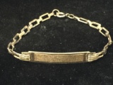Vintage 950 Sterling Silver ID Bar Link Chain Bracelet