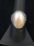 Beautiful Carolyn Pollack Southwest Sterling Silver & MOP Ring - Size 7.75