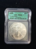 2002 ICG MS69 RARE American Silver Eagle 1 Ounce .999 Fine Silver Bullion Coin
