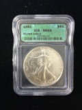 1991 ICG MS69 RARE American Silver Eagle 1 Ounce .999 Fine Silver Bullion Coin