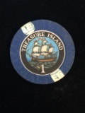 Treasure Island Hotel & Casino $1 Gaming Poker Chip