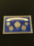 Americana Series 5 Coin Set - Walking Liberty Half Dollar, Standing Libert Quarter 90% Silver Coins