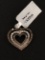 NEW Sterling Silver Heart Pendant W/ White & Chocolate Diamonds