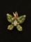 Peridot & Diamond Sterling Silver Butterfly Pendant