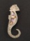 Carved Sterling Silver & Abalone Seahorse Pin