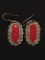 Old Pawn Sterling Silver & Red Coral Earrings