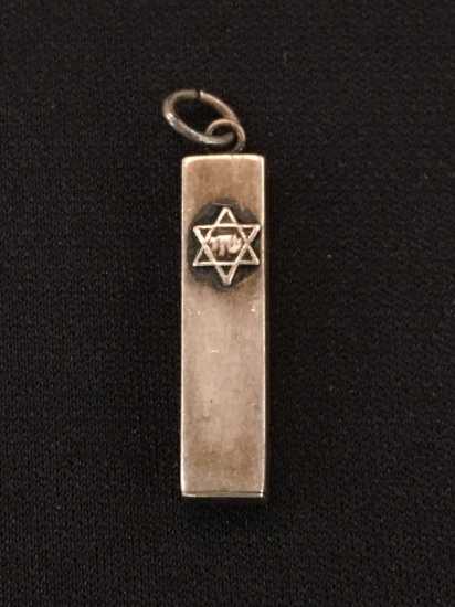 Vintage Hebrew Sterling Silver Bar Pendant