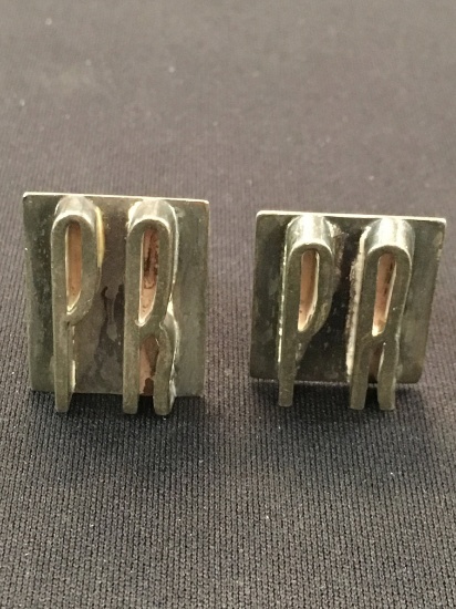 Unique "PR" Sterling Silver Cufflinks