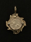 Antique Silver Lion Coin Sterling Silver Pendant