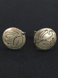 Old Pawn Carved Sterling Silver Cufflinks
