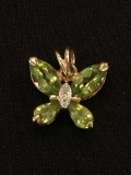 Peridot & Diamond Sterling Silver Butterfly Pendant