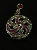 White & Pink Gemstone Sterling Silver Swirl Pendant