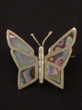 Old Pawn Sterling Silver & Abalone Butterfly Brooch