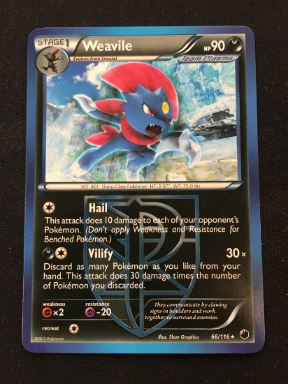 Pokemon Weavile Rare Card 66/116