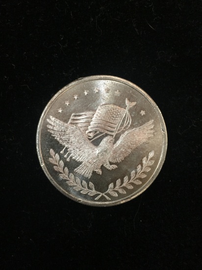 1 Troy Ounce .999 Fine Silver Eagle & American Flag Trade Unit Bullion Coin