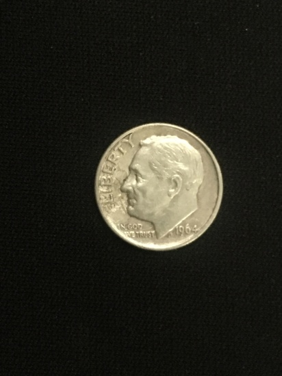 1964-United States Roosevelt Dime - 90% Silver Coin