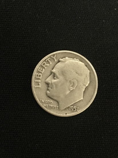 1951-United States Roosevelt Dime - 90% Silver Coin