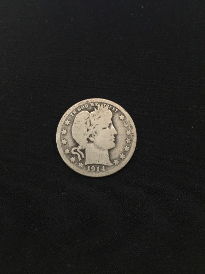 1914-D United States Barber Quarter Dollar - 90% Silver Coin