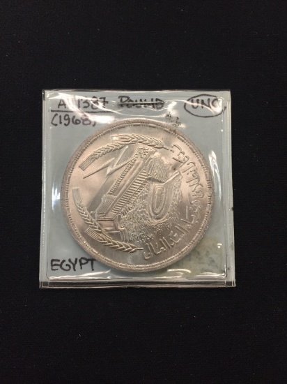 1968 Egypt Pound Silver Foreign Coin - 72% Silver Coin - .5787 ASW