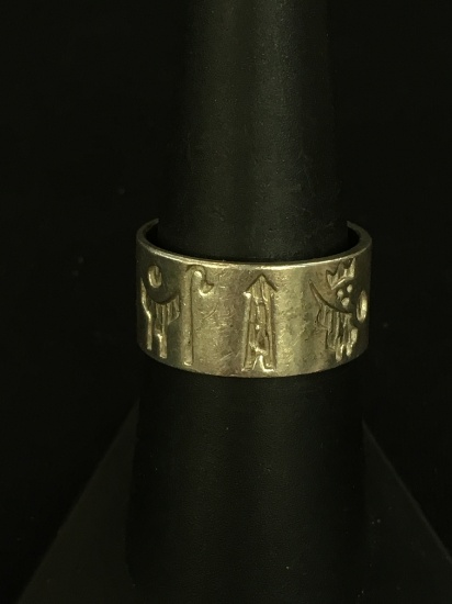 Hallmarked Zodiac Sterling Silver Ring Band - Size 8