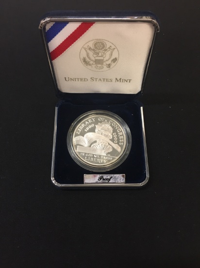 2000 United States Mint Library of Congress Silver Dollar - 90% Silver Coin