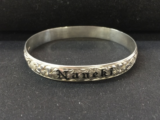 "Naneki" Hawaiian Style Sterling Silver Cuff Bracelet - 32 Grams