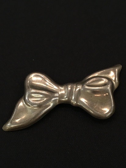 Old Pawn Taxco Sterling Silver 2.5" Large Bow Brooch